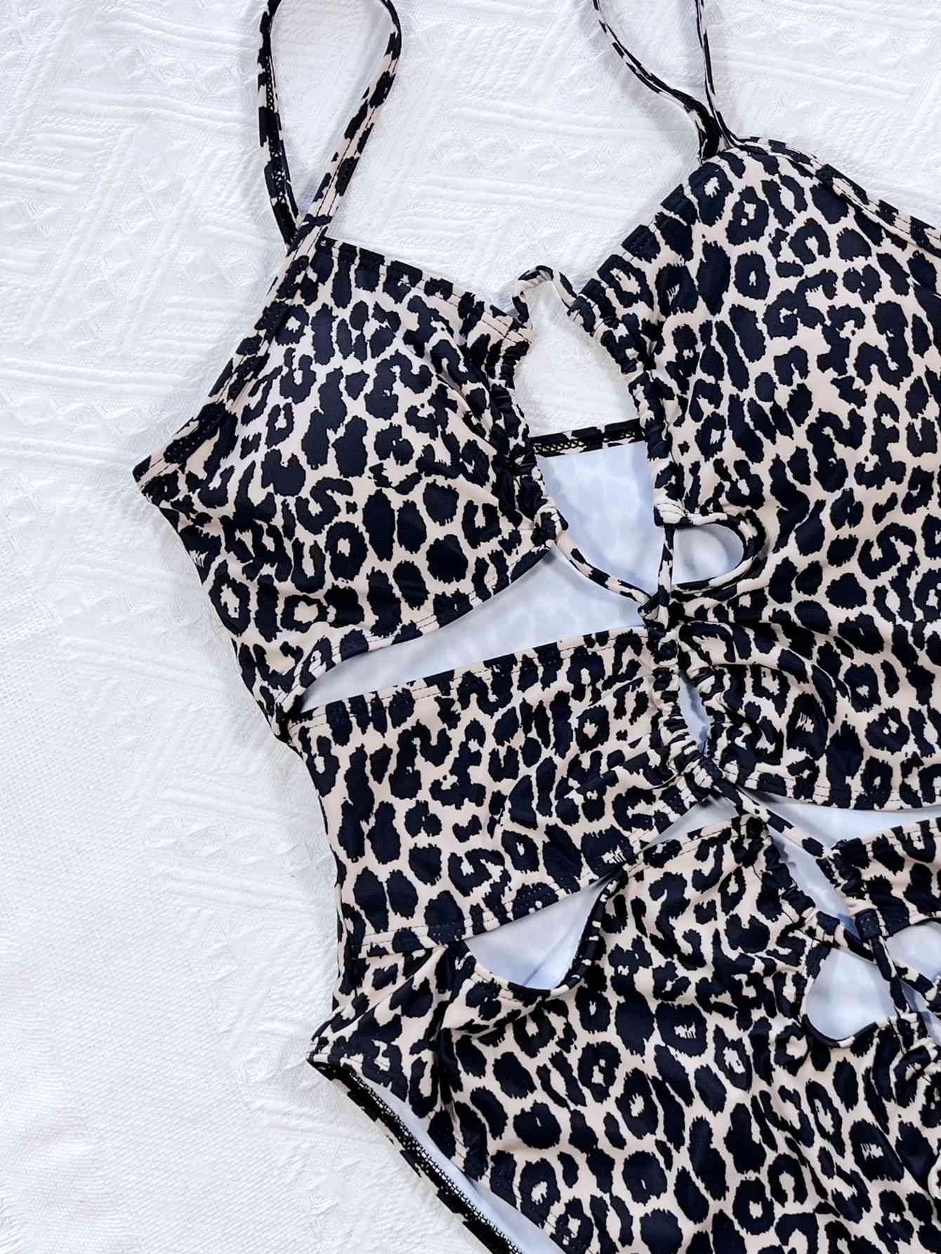 Leopard Cutout Tied One-Piece Swimsuit for a perfect OOTD – dress to impress outfits from Amexza