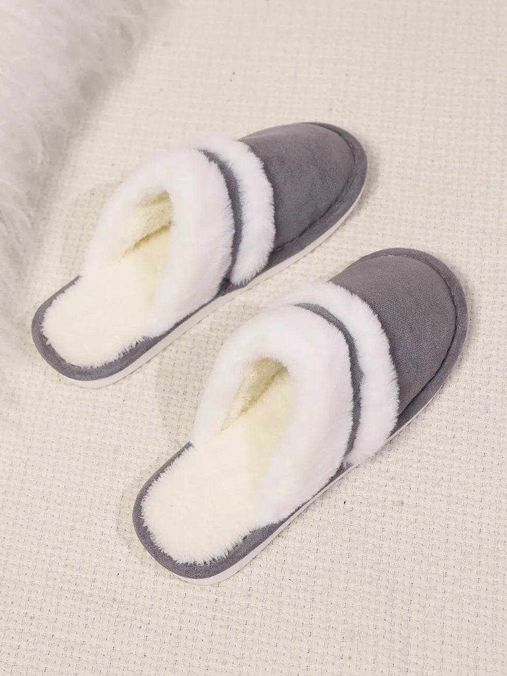 Contrast Faux Fur Round Toe Slippers for a perfect OOTD – dress to impress outfits from Amexza