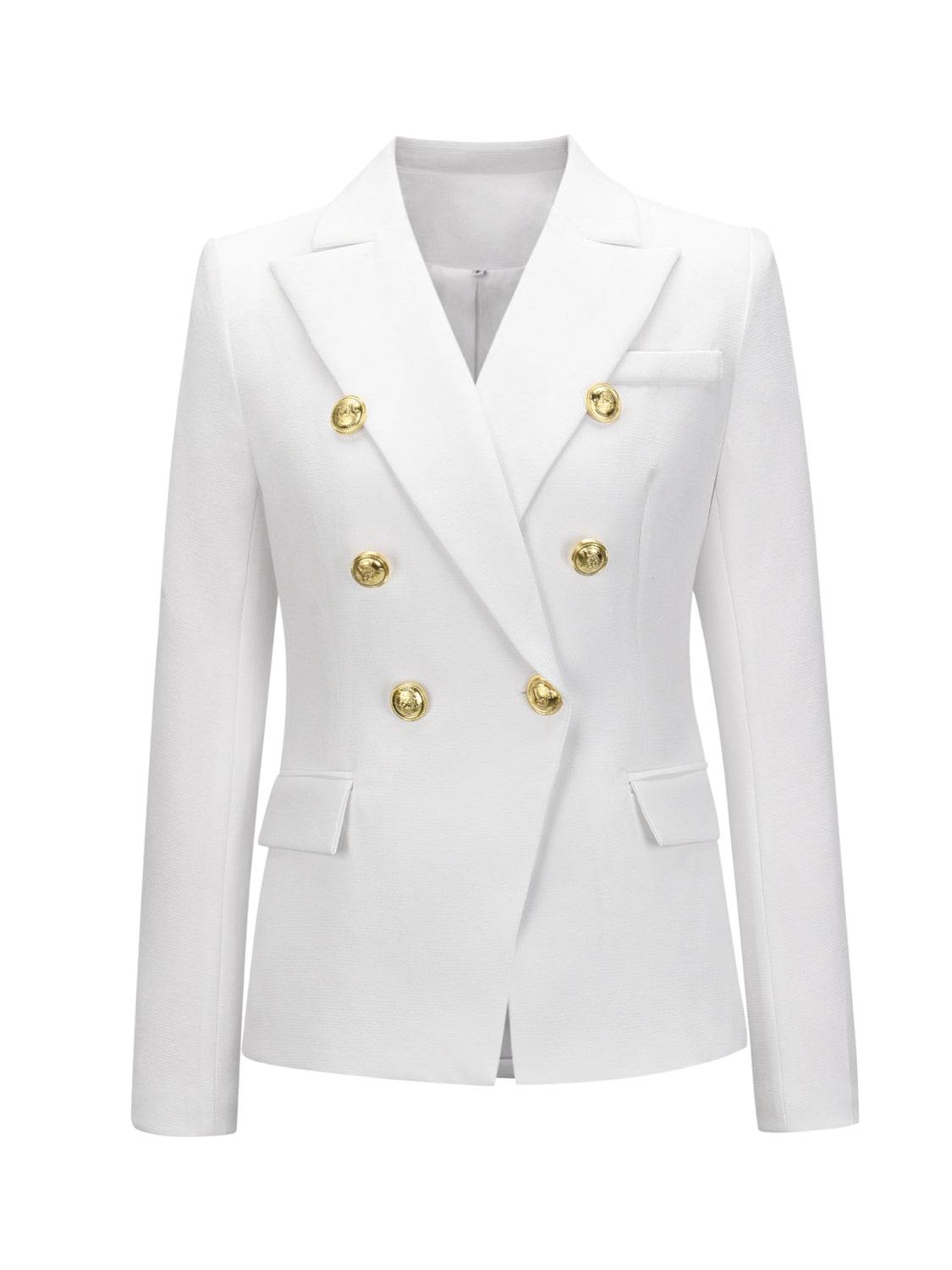Lapel Collar Long Sleeve Blazer - Amexza