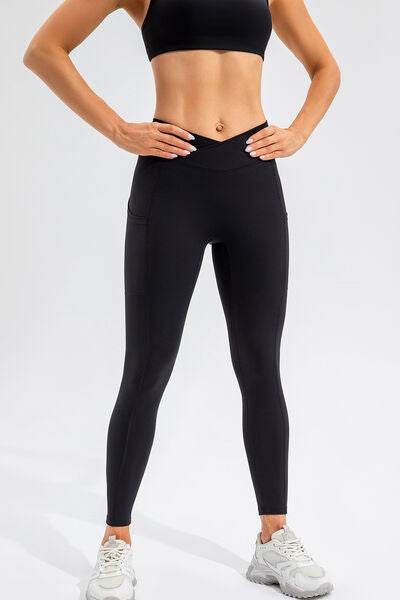 High Waist Active Leggings with Pockets - Amexza