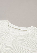 Texture Round Neck Long Sleeve Sweatshirt for a perfect OOTD – dress to impress outfits from Amexza