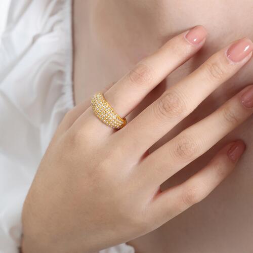 Czech Diamond Titanium Steel Ring Gold for a perfect OOTD – dress to impress outfits from Amexza