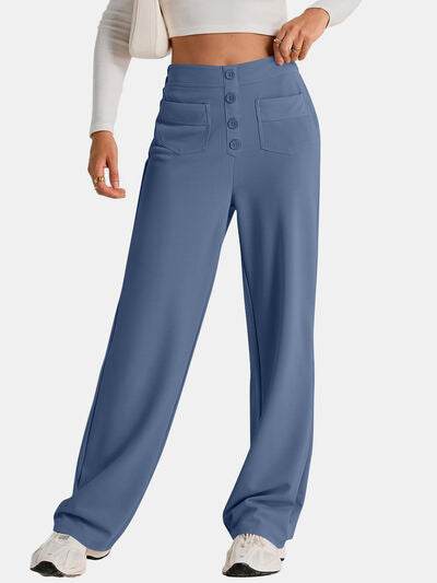 High Waist Wide Leg Pants - Amexza