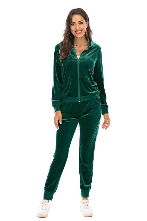 Zip-Up Hooded Jacket and Pants Set for a perfect OOTD – dress to impress outfits from Amexza