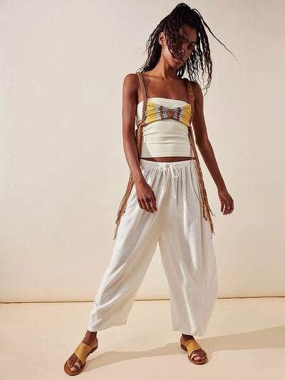 Full Size Wide Leg Pants with Pockets White for a perfect OOTD – dress to impress outfits from Amexza