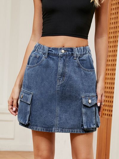 High Waist Denim Skirt Dark Blue for a perfect OOTD – dress to impress outfits from Amexza