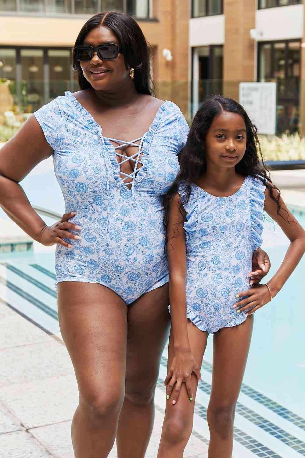 Marina West Swim Bring Me Flowers V-Neck One Piece Swimsuit In Thistle Blue for a perfect OOTD – dress to impress outfits from Amexza