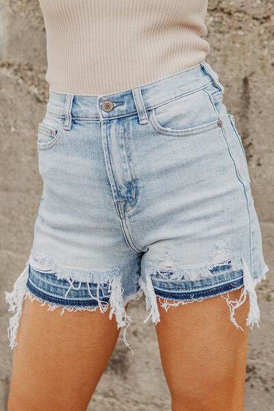 High Waist Raw Hem Denim Shorts for a perfect OOTD – dress to impress outfits from Amexza