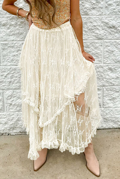 Lace Tiered Midi Skirt Ivory for a perfect OOTD – dress to impress outfits from Amexza