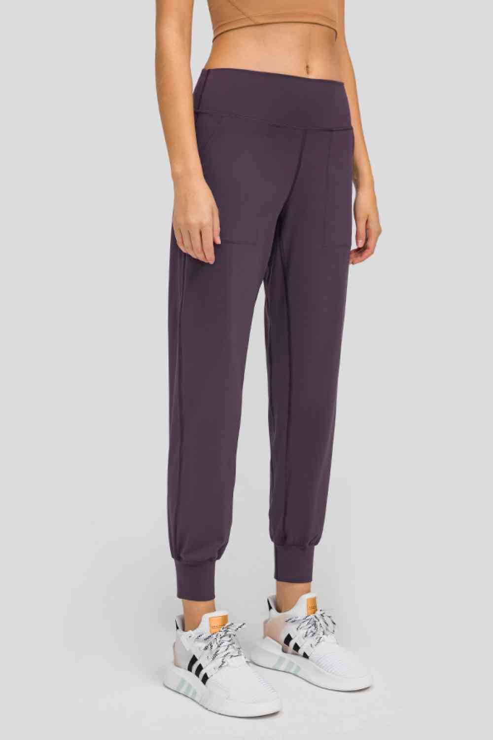 Millennia Wide Waistband Slant Pocket Pants Plum Purple for a perfect OOTD – dress to impress outfits from Amexza