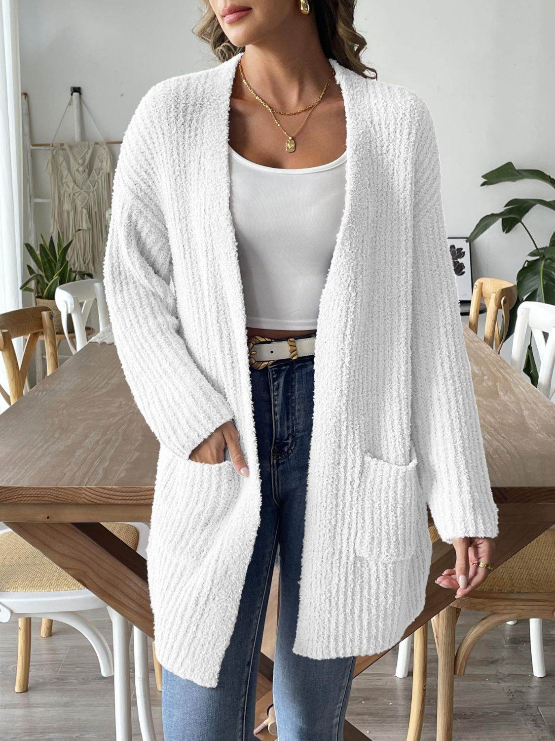 Open Front Long Sleeve Cardigan for a perfect OOTD – dress to impress outfits from Amexza