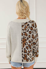Leopard V Neck Drop Shoulder Sweater for a perfect OOTD – dress to impress outfits from Amexza