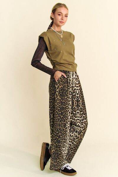 Davi & Dani Leopard Wide Leg Pants for a perfect OOTD – dress to impress outfits from Amexza