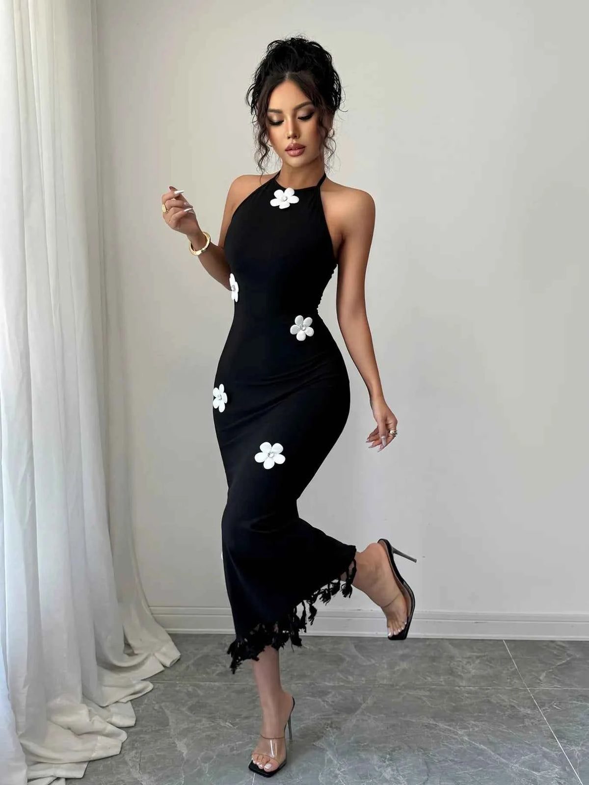 Flower Halter Neck Dress