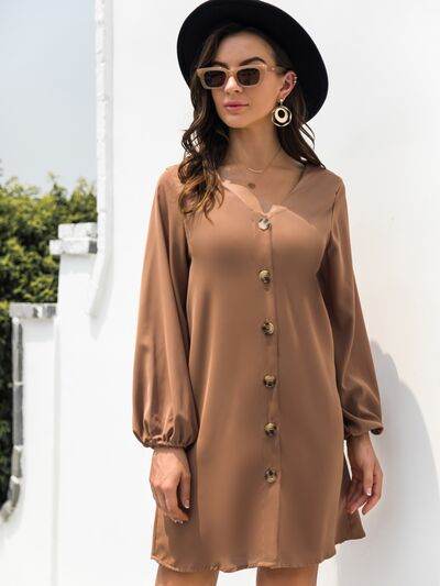 V-Neck Long Sleeve Mini Dress for a perfect OOTD – dress to impress outfits from Amexza