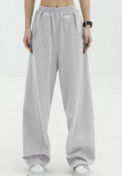 Elastic Waist Sweatpants with Pockets Gray for a perfect OOTD – dress to impress outfits from Amexza