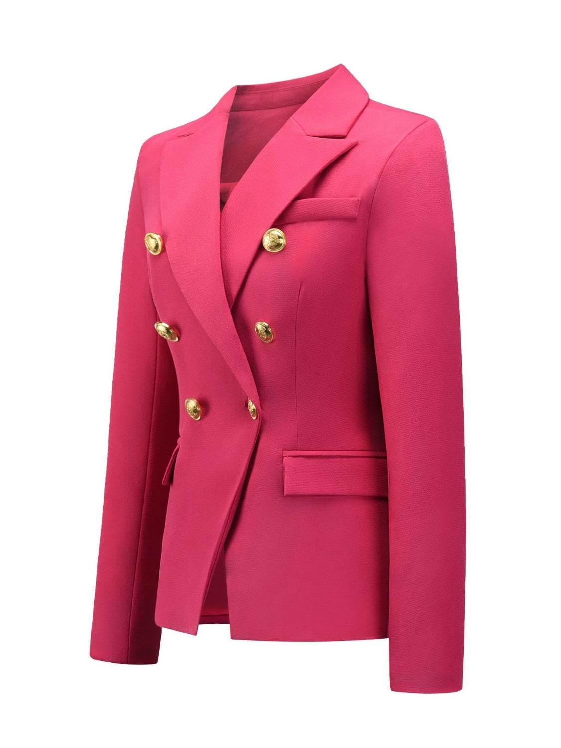 Lapel Collar Long Sleeve Blazer - Amexza