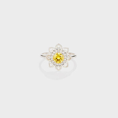 Flower Shape Zircon Platinum-Plated 925 Sterling Silver Ring Silver for a perfect OOTD – dress to impress outfits from Amexza