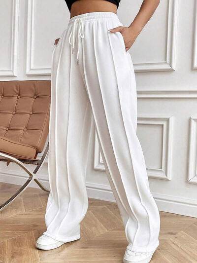 Drawstring Elastic Waist Pants with Pockets for a perfect OOTD – dress to impress outfits from Amexza