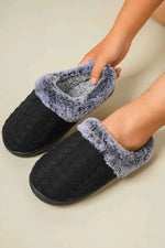 Cable-Knit Fluff Round Toe Slippers for a perfect OOTD – dress to impress outfits from Amexza