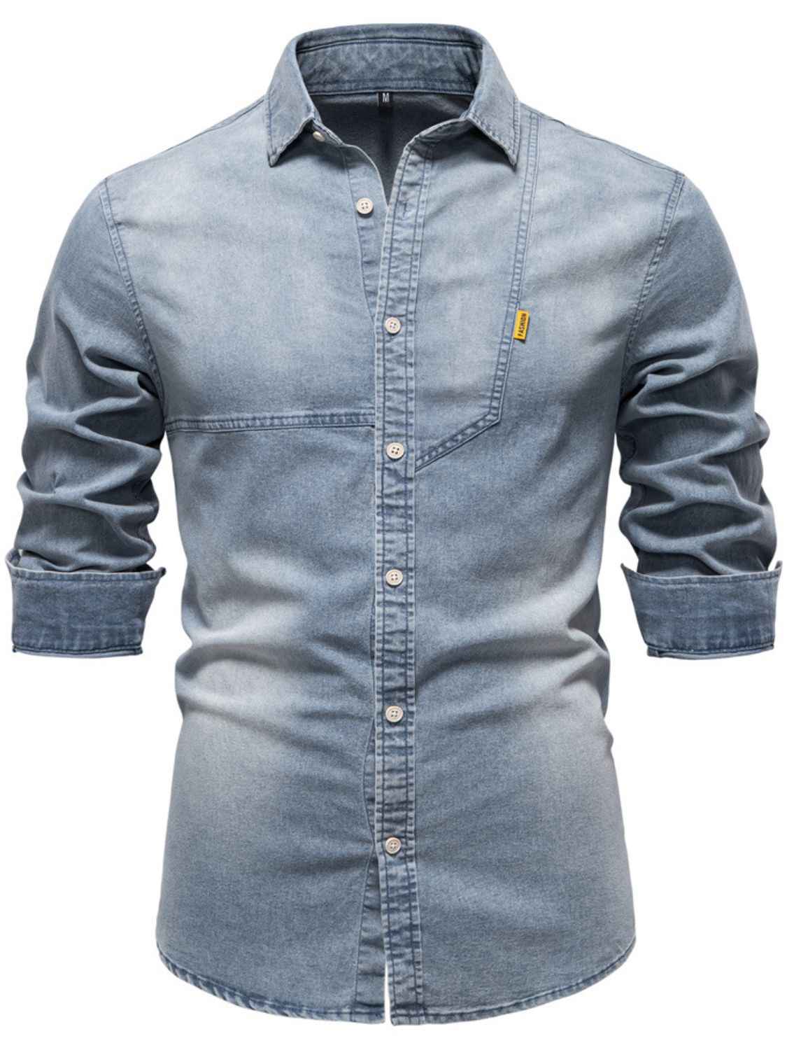 Men's Button Down Collared Neck Denim Shirt Light for a perfect OOTD – dress to impress outfits from Amexza