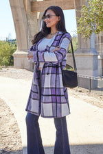 Double Take Full Size Plaid Button Up Lapel Collar Coat - Amexza