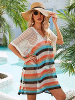 Angel Wings Cutout Striped Cover-Up with Tassel for a perfect OOTD – dress to impress outfits from Amexza