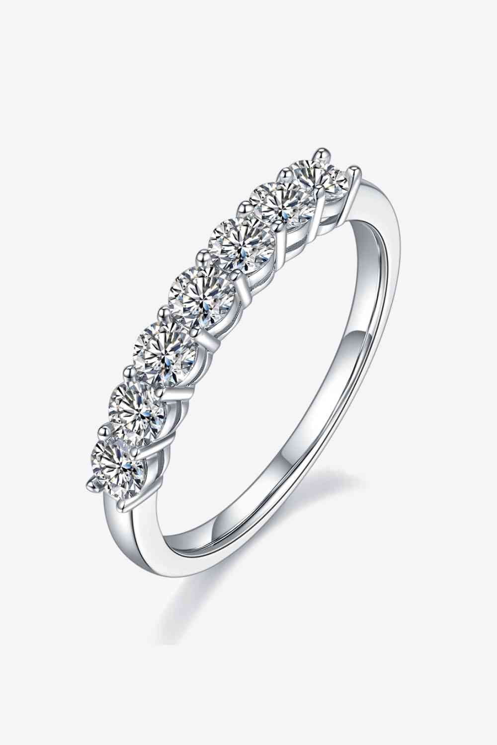 Moissanite Platinum-Plated Half-Eternity Ring for a perfect OOTD – dress to impress outfits from Amexza