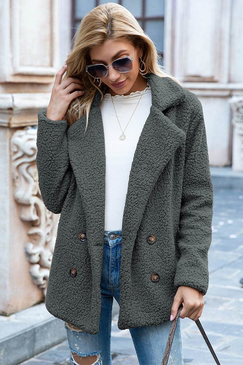 Ivy Lane Full Size Lapel Collar Sherpa Coat for a perfect OOTD – dress to impress outfits from Amexza