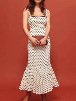 Polka Dot Sweetheart Neckline Maxi Dress