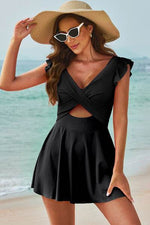 Cutout V-Neck Cap Sleeve One-Piece Swimwear for a perfect OOTD – dress to impress outfits from Amexza