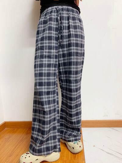 Plaid Drawstring Wide Leg Pants for a perfect OOTD – dress to impress outfits from Amexza