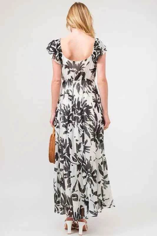 And The Why Ruffled Sleeve Tiered Floral Print Maxi Dress for a perfect OOTD – dress to impress outfits from Amexza