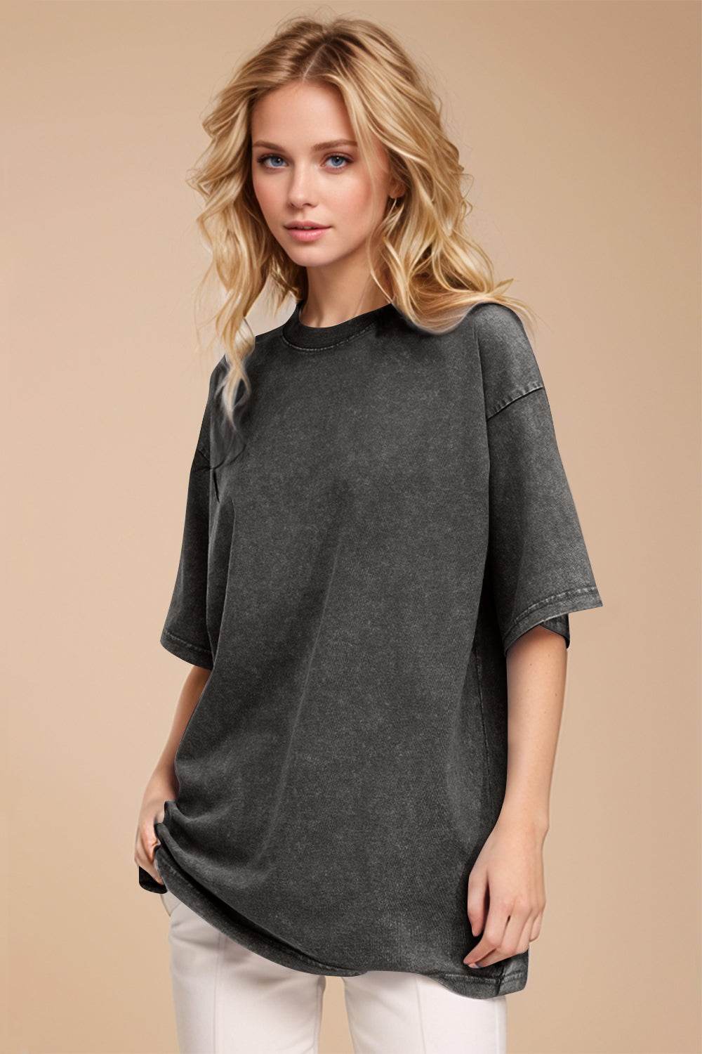 Basic Bae Round Neck Half Sleeve T-Shirt for a perfect OOTD – dress to impress outfits from Amexza