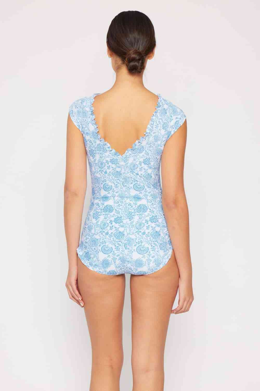 Marina West Swim Bring Me Flowers V-Neck One Piece Swimsuit In Thistle Blue for a perfect OOTD – dress to impress outfits from Amexza