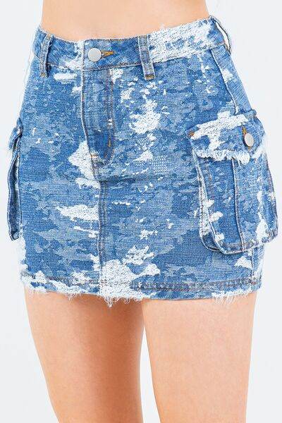 American Bazi Jacquard Trim Cargo Mini Denim Skirt for a perfect OOTD – dress to impress outfits from Amexza