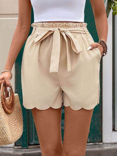 Perfee Frill Tied Shorts with Pockets for a perfect OOTD – dress to impress outfits from Amexza