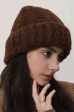 Solid Color Thermal Knit Hat Chocolate One Size for a perfect OOTD – dress to impress outfits from Amexza