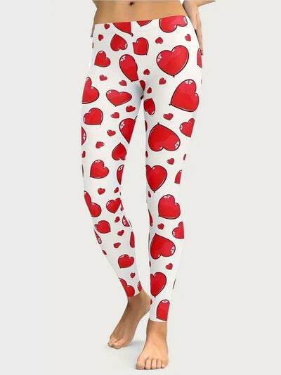 Heart Print Skinny Pants Scarlet for a perfect OOTD – dress to impress outfits from Amexza