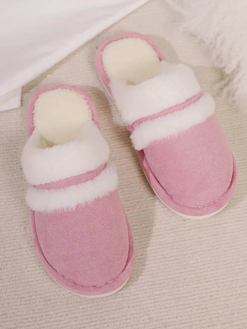Contrast Faux Fur Round Toe Slippers for a perfect OOTD – dress to impress outfits from Amexza