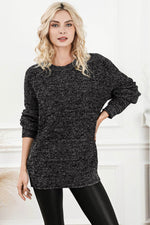 Round Neck Long Sleeve Sweater Black for a perfect OOTD – dress to impress outfits from Amexza