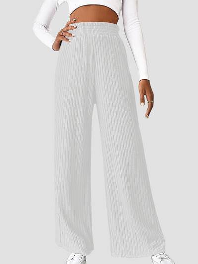 Ribbed High Waist Pants White for a perfect OOTD – dress to impress outfits from Amexza