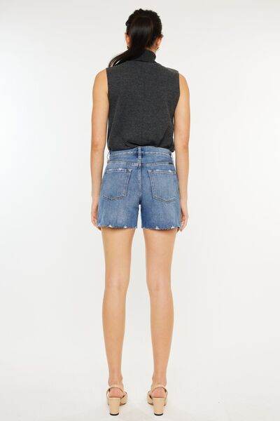 Kancan Distressed High Waist Denim Shorts - Amexza