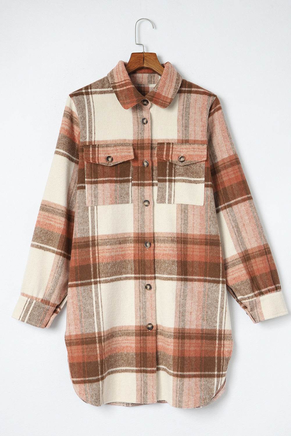 Pocketed Plaid Collared Neck Shacket for a perfect OOTD – dress to impress outfits from Amexza