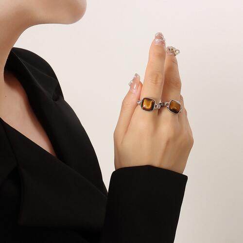 Raw Gemstone Ring Tiger's-eye Silver 7 for a perfect OOTD – dress to impress outfits from Amexza