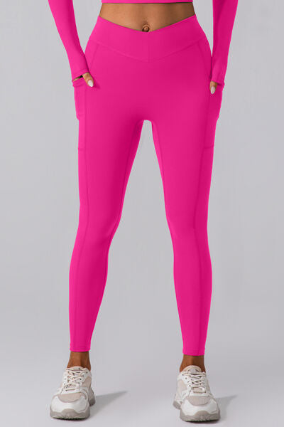 High Waist Active Leggings with Pockets Hot Pink for a perfect OOTD – dress to impress outfits from Amexza