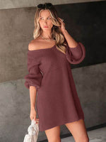 Perfee V-Neck Long Sleeve Sweater Dress for a perfect OOTD – dress to impress outfits from Amexza