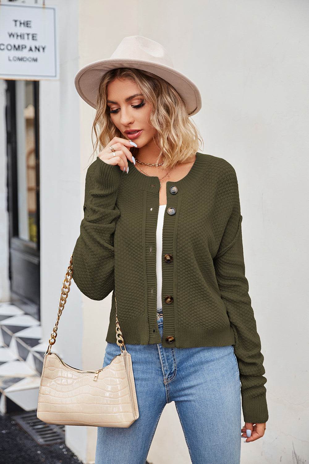 Button Down Exposed Seam Cardigan for a perfect OOTD – dress to impress outfits from Amexza