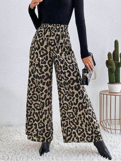 Printed Elastic Waist Wide Leg Pants for a perfect OOTD – dress to impress outfits from Amexza