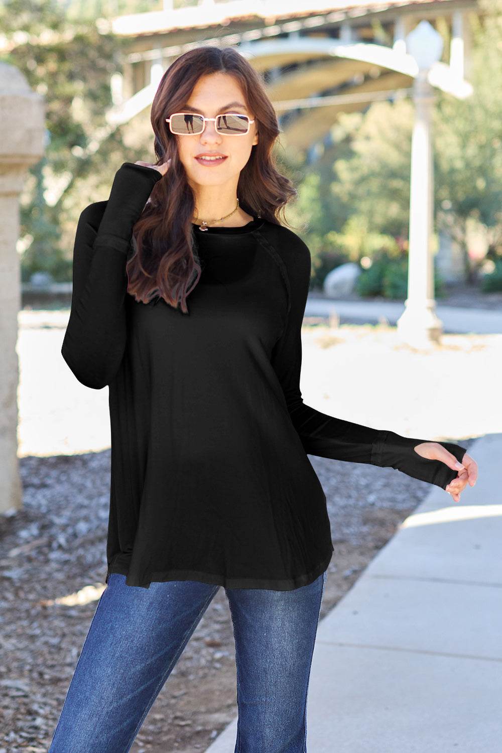 Basic Bae Full Size Round Neck Long Sleeve T-Shirt for a perfect OOTD – dress to impress outfits from Amexza